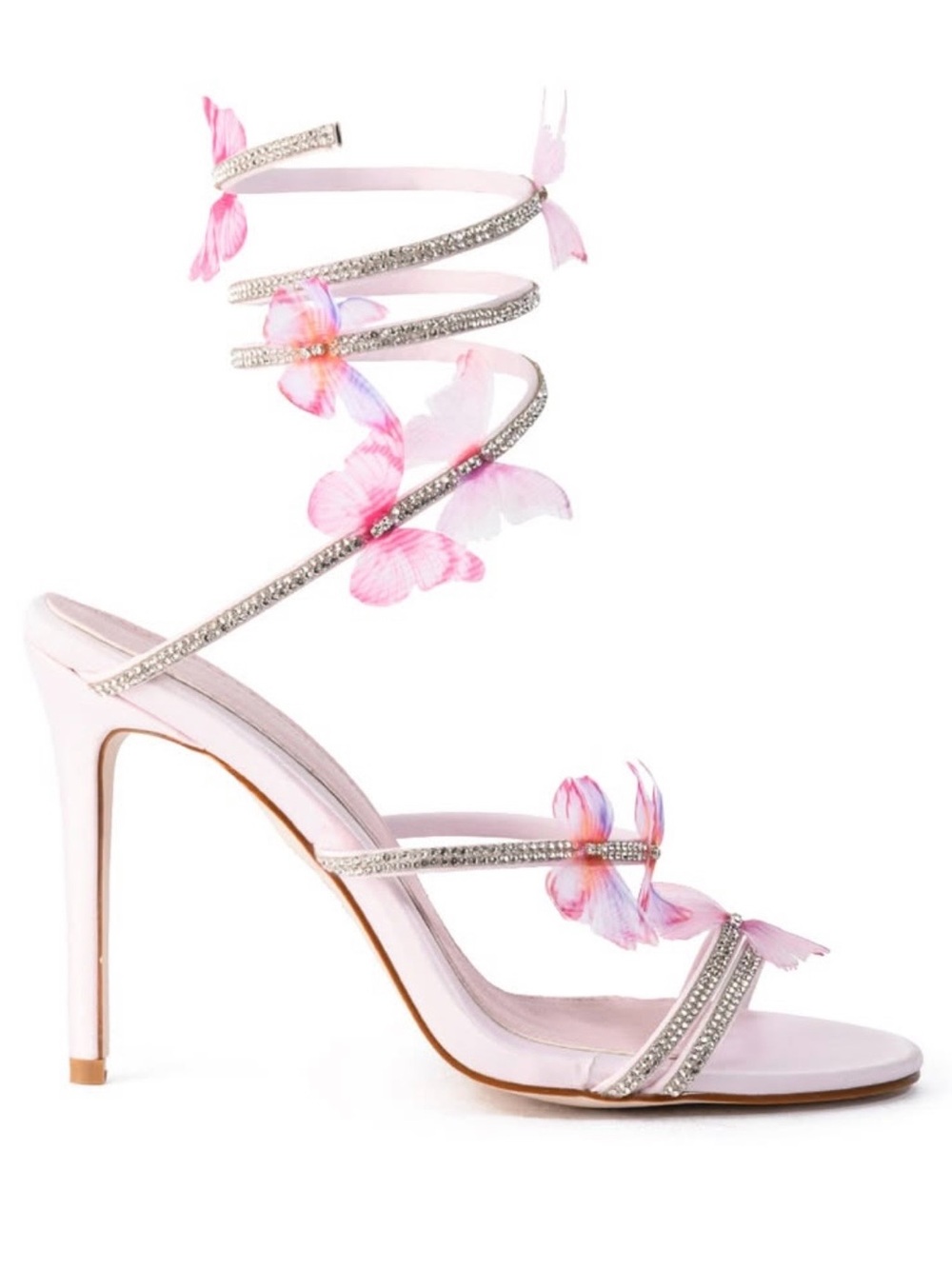 AZALEA WANG ARYANA Delicate Pink Butterfly Wrap Stiletto Sandal heels NWB